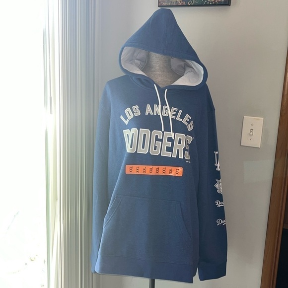 Majestic Los Angeles Dodgers NWTS sweatshirt hoodie SIZE 2X.  Light Blue - Picture 1 of 10